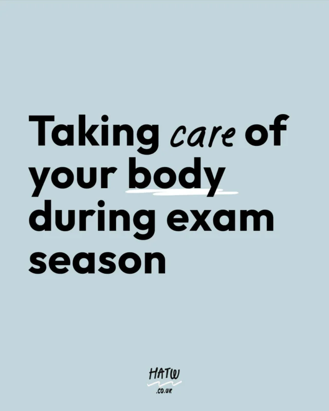 Exams can mess with your head, and your body feels it too. And when you’re running on no sleep, caffeine, and stress, everything feels harder.⁠
⁠
This week, we’re talking about why taking care of your body is one of the best ways to manage anxiety during exam season, and how to actually do that.⁠
⁠
Hit save so you’ve got it to come back to during this coming exam season, and check out our latest blog for more ways to handle exam stress. Link in bio!